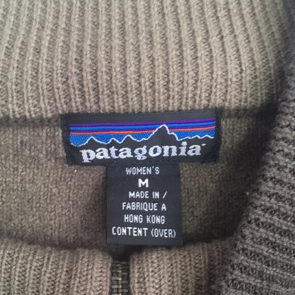 Patagonia 100% wool full zip mock neck bomber jacket sz M - Picture 5 of 8